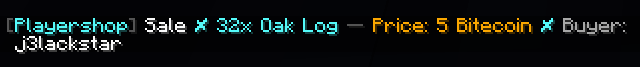 Live chat message shown when a player buys from your shop while you are online