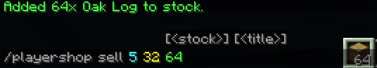 Example of listing 32 Oak Logs for 5 Bitecoins with 64x stock