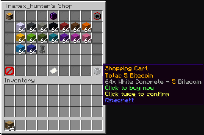 Shopping cart showing 64 White Concrete with total and per-item prices